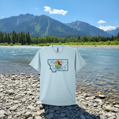 Ice Blue Buglife T-shirt on Montana Riverbank