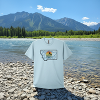 Ice Blue Buglife T-shirt on Montana Riverbank