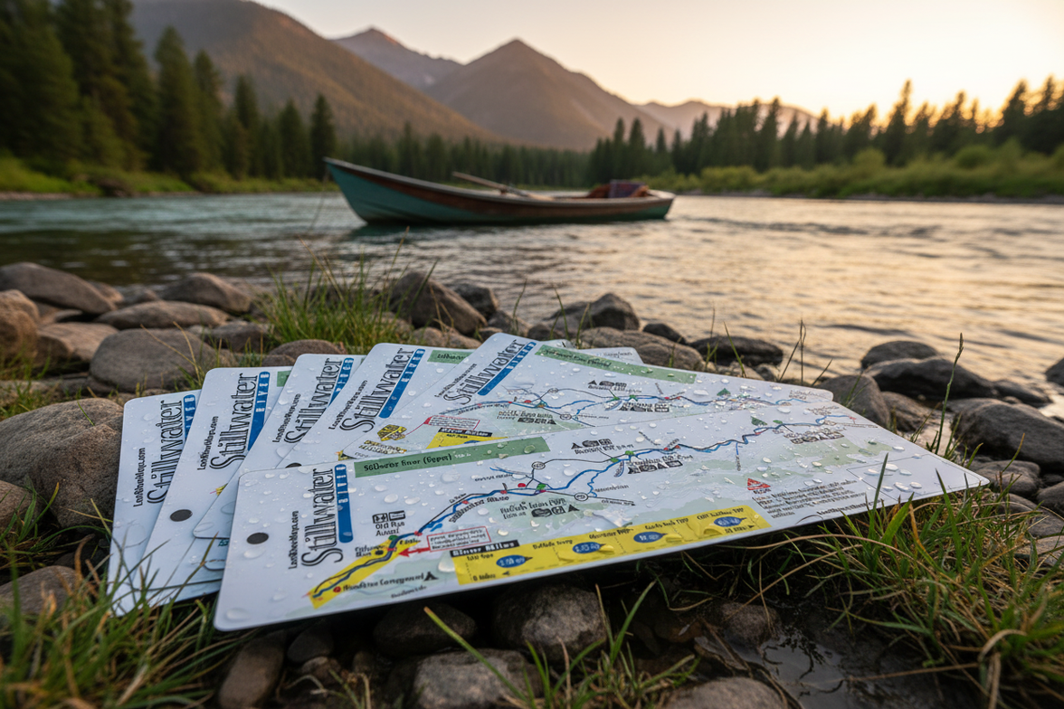 Lost River Maps on riverbank with drift boat