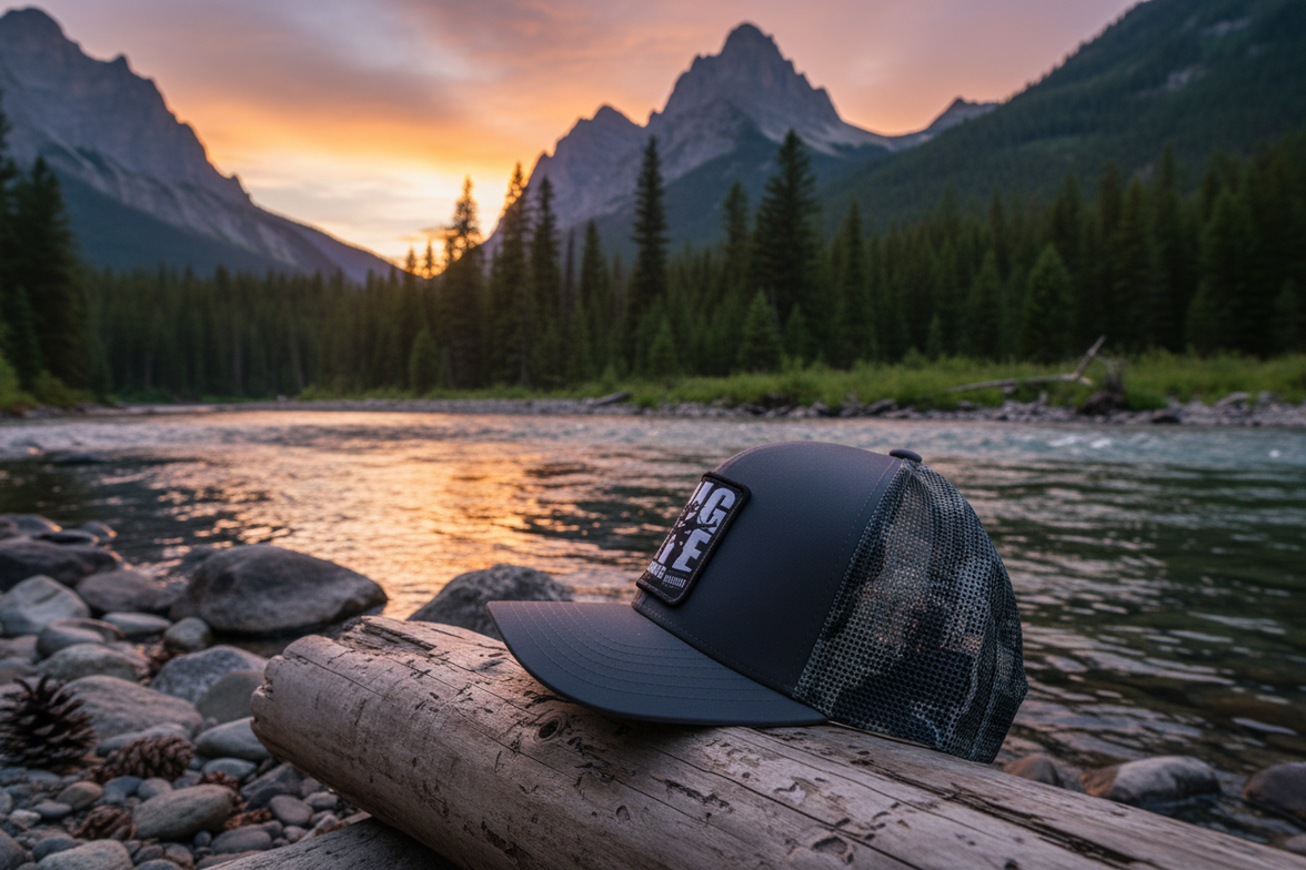 Product side view on Montana riverbank