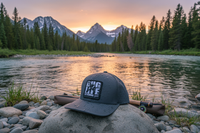 Sobro hat on Montana riverbank